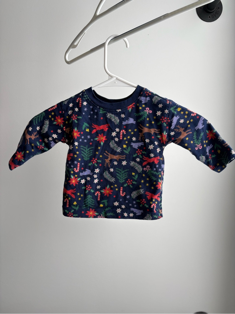 Hanna Andersson Navy Holiday Animal Print Long-Sleeve Tee, Winter Wonderland